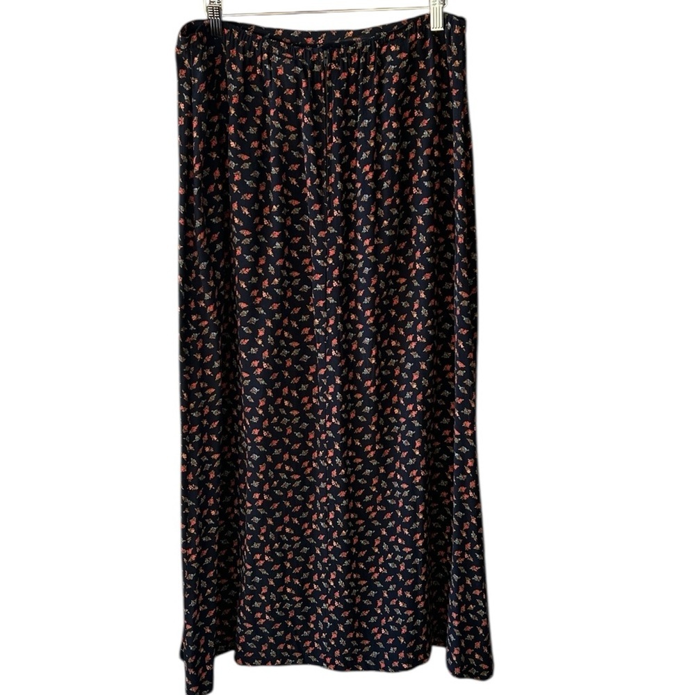 Carol Anderson Vintage 90’s Ditzy Floral Black Maxi Skirt Sz L